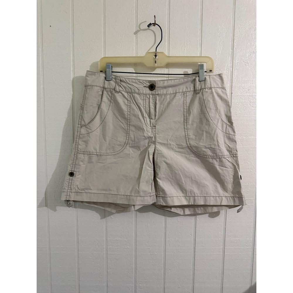 Tommy Hilfiger Khaki Chino Shorts Womens 10 Tan Cotton Blend Utility Mid Rise